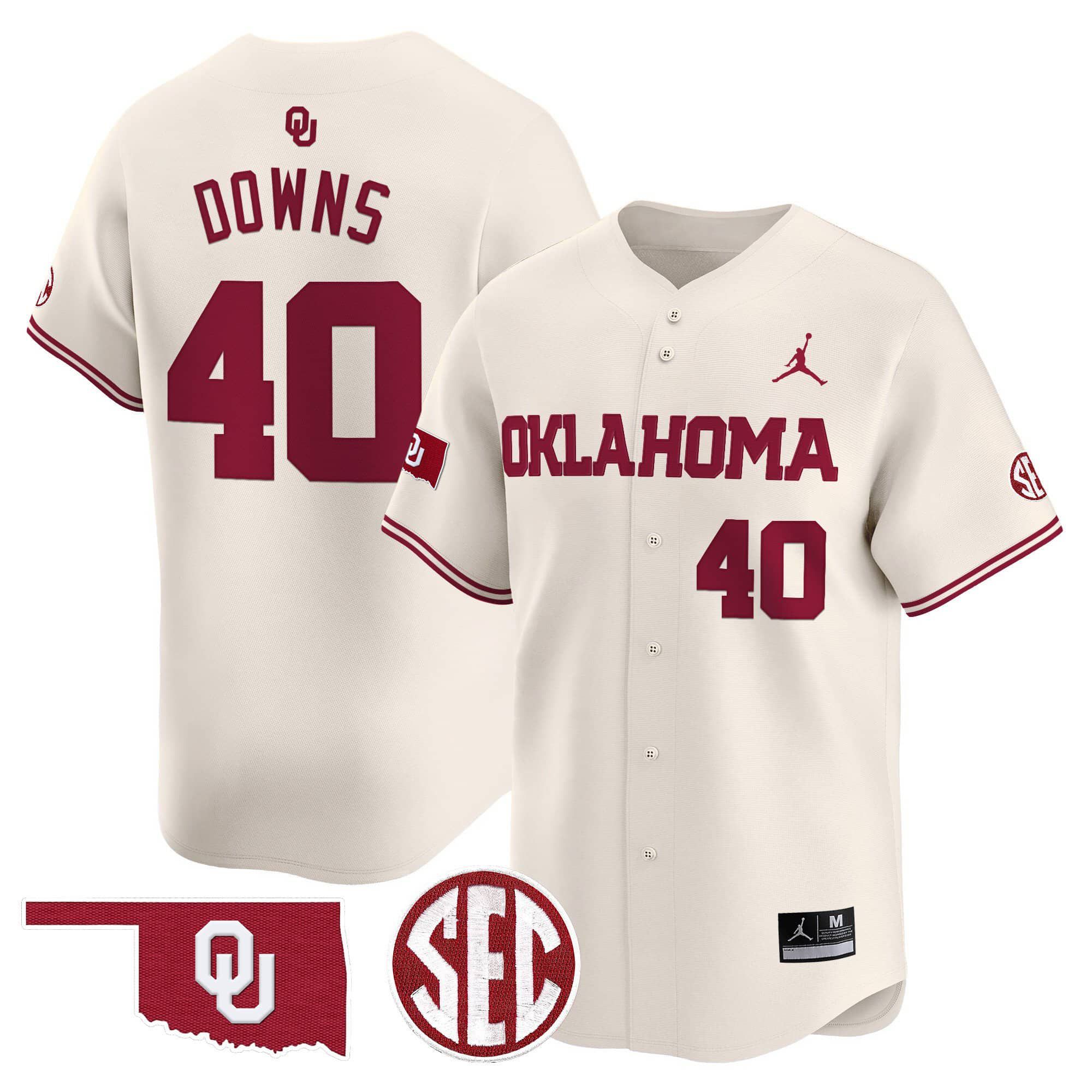 Men Oklahoma Sooners #40 Downs Cream 2024 Vapor Premier Limited NCAA Jersey